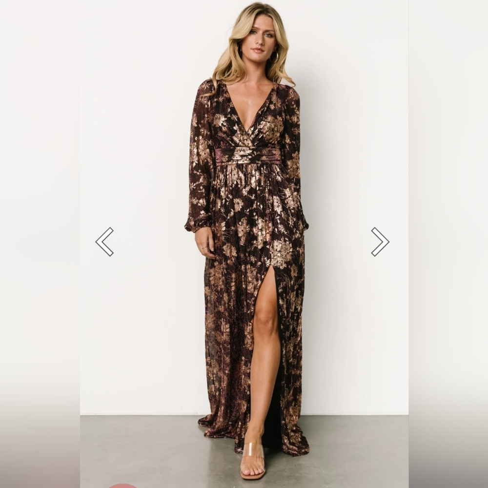 NWT Baltic Born Charlene Maxi Dress in Wine & Gold